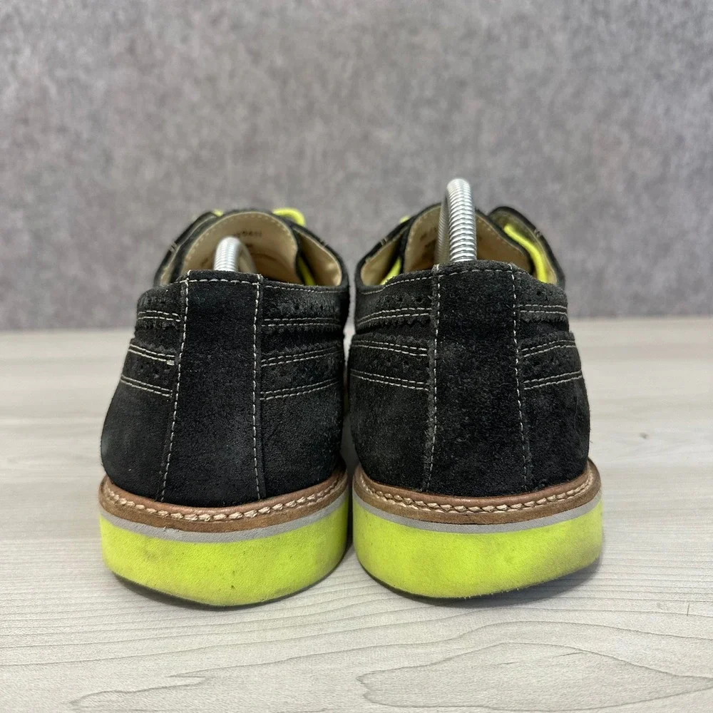 1901 Wingtip Oxford Mens 12 Black Neon Yellow Suede Derby Dress Shoes M20411